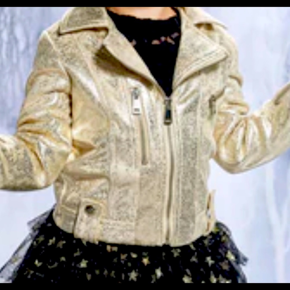 Chasing Fireflies Faux leather gold jacket, NWT Big Girls 12